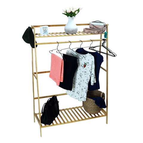 Bamboo Wood Garment Coat Clothes Rack