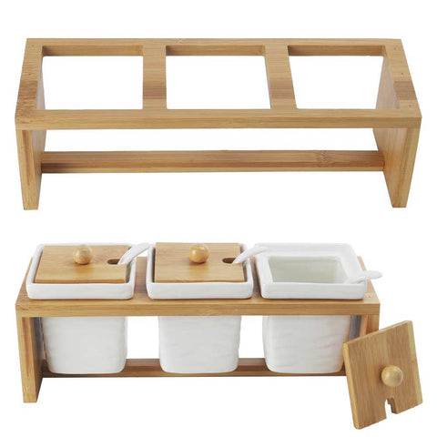 Ceramic Serving Spice Jars With Holder