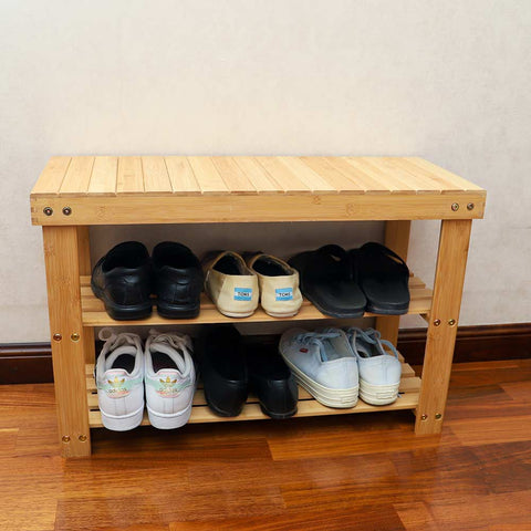 Bamboo Stackable Shoe Storage Rack