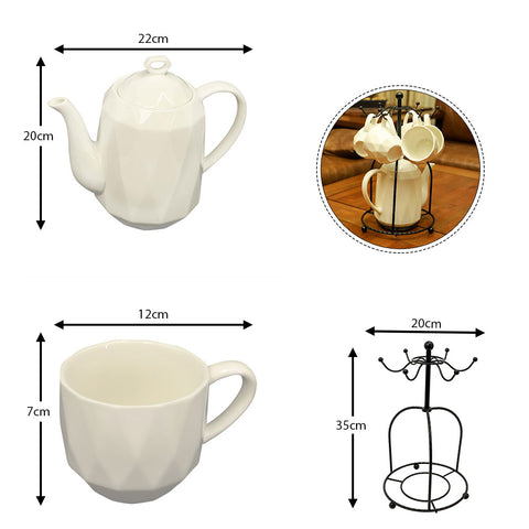 9-Piece Porcelain Coffee & Tea with Pot