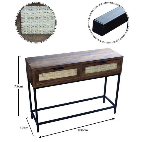 2 Drawers Rustic Console Table