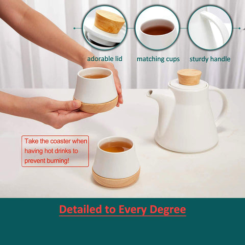 Ceramic Teapot Set With 4 Teacup Tray