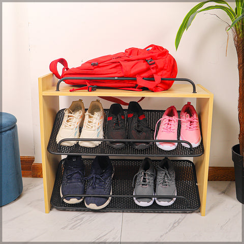Metal Wood Shoe Rack