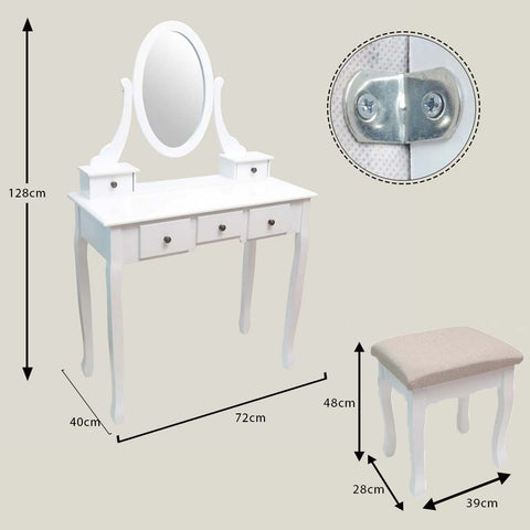 makeup vanity table and stool set