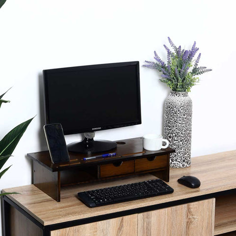 Elevate your workspace with our 2 Drawer Rustic Monitor Stand Riser.