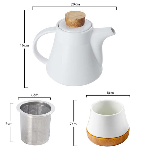 Ceramic Teapot Set With 4 Teacup Tray