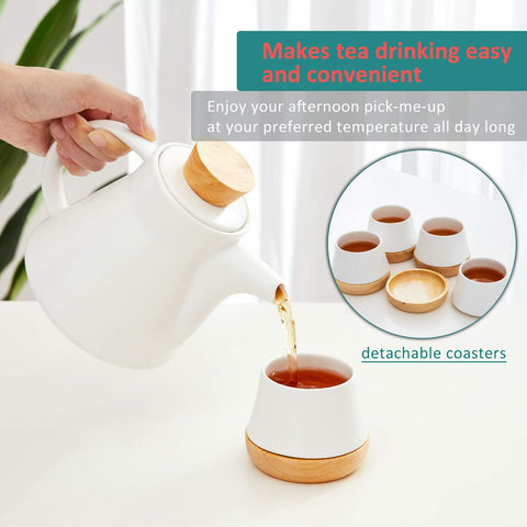 Ceramic Teapot Set With 4 Teacup Tray