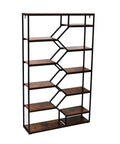 This decorative storage shelf features a sturdy metal frame 