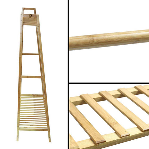 Bamboo Wood Garment Coat Clothes Rack