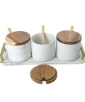 Condiment Pots Spice Jars With Ceramic Tray