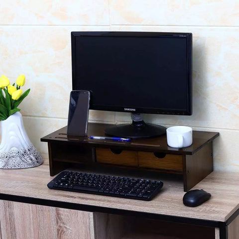 Elevate your workspace with our 2 Drawer Rustic Monitor Stand Riser.
