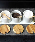 Condiment Pots Spice Jars With Ceramic Tray