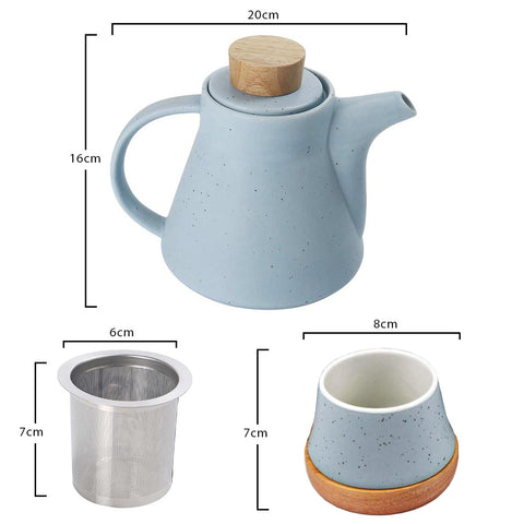 Ceramic Teapot Set With 4 Teacup Tray