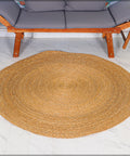 Large Natural Handwoven Round Jute Rug