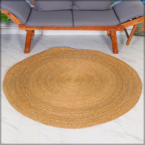 Large Natural Handwoven Round Jute Rug