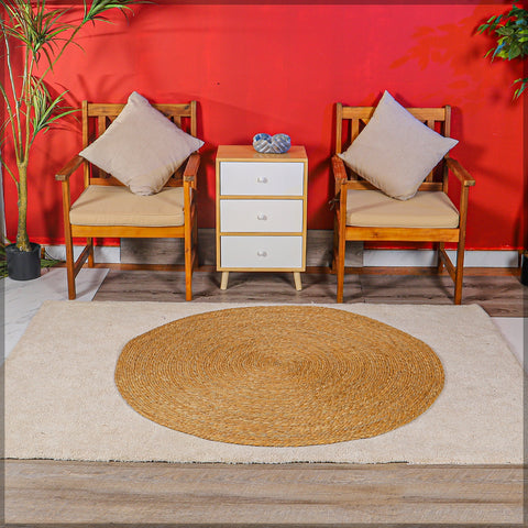 Large Natural Handwoven Round Jute Rug