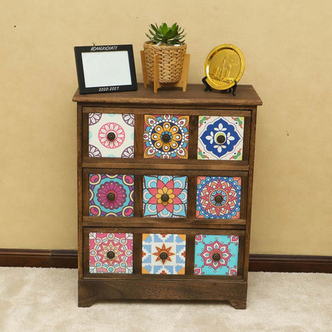 3 Drawers Wood Rustic Storage Closet