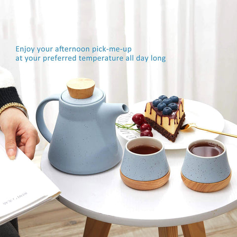 Ceramic Teapot Set With 4 Teacup Tray