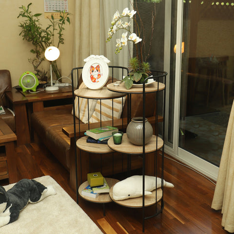Round Metal foldable Wood Table