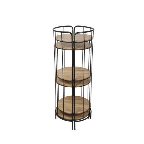 Round Metal foldable Wood Table