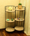 Round Metal foldable Wood Table
