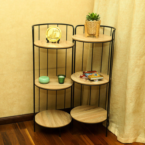 Round Metal foldable Wood Table