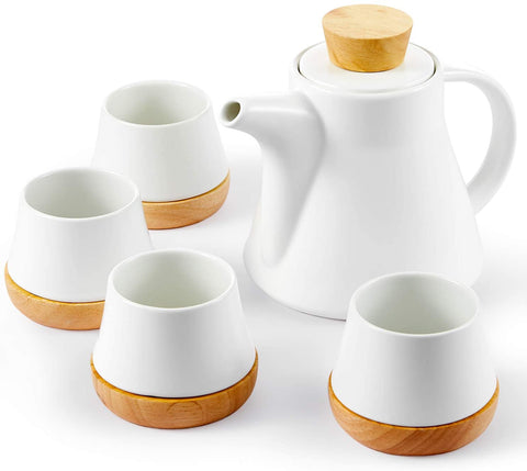Ceramic Teapot Set With 4 Teacup Tray