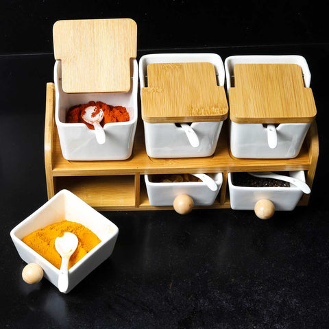 2 Tier Seasoning Holder With 6 Empty Jars