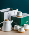 Ceramic Teapot Set With 4 Teacup Tray