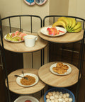 Round Metal foldable Wood Table