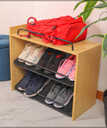 Metal Wood Shoe Rack