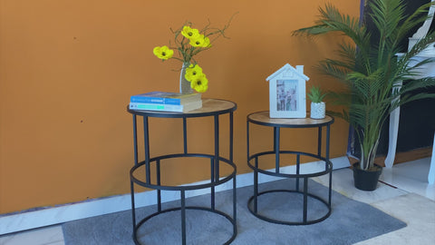 Add a touch of elegance to any room with our Set of 2 Wooden Round Accent Tables. 