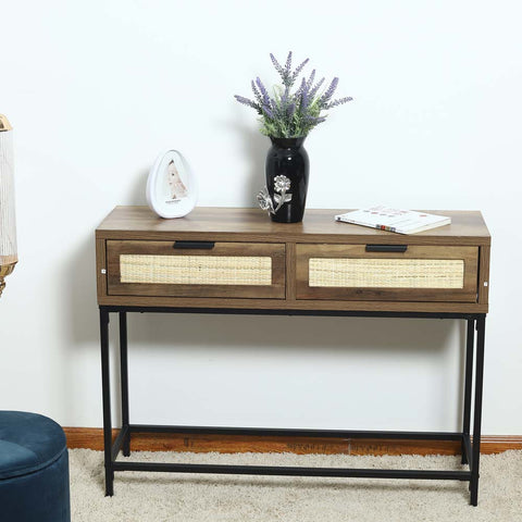2 Drawers Rustic Console Table