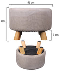 Ottoman Round Shaped Wood Stool