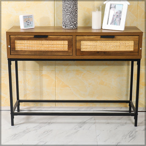 2 Drawers Rustic Console Table