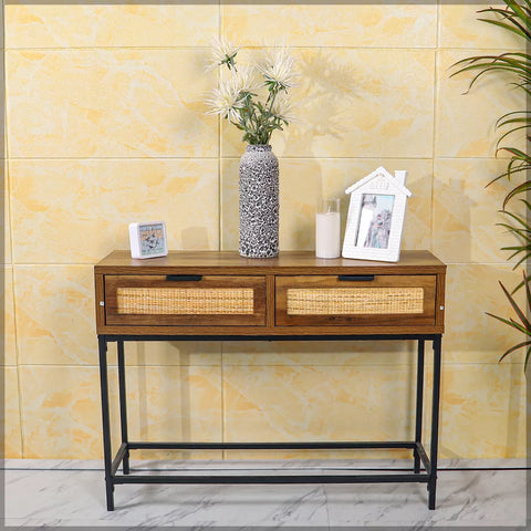 2 Drawers Rustic Console Table