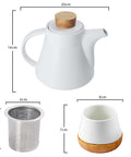 Ceramic Teapot Set With 4 Teacup Tray
