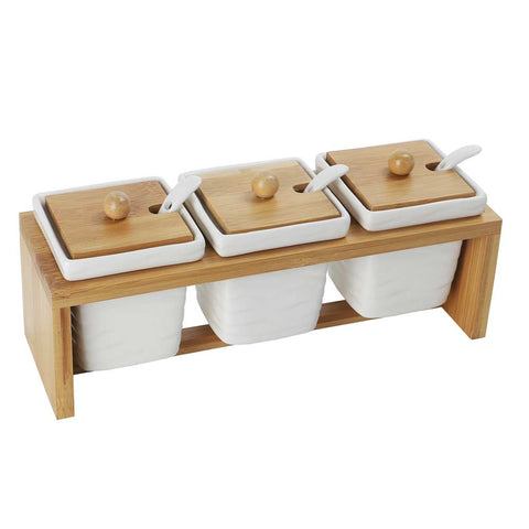 Ceramic Serving Spice Jars With Holder