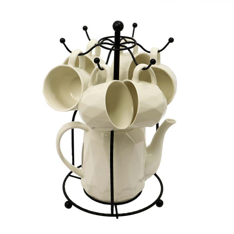 9-Piece Porcelain Coffee & Tea with Pot