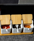 spice containers, wooden rack for clothes
