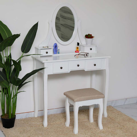 makeup vanity table and stool set