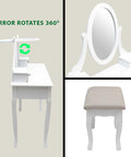 makeup vanity table and stool set