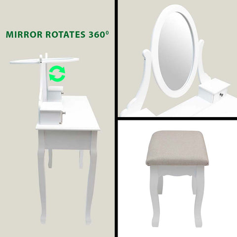 makeup vanity table and stool set