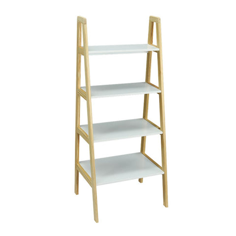 4-Tier Wood Ladder Shelf Bookcase Storage Organizer