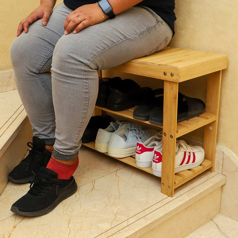 Bamboo Stackable Shoe Storage Rack